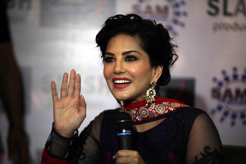 Actress Sunny Leone during a programme to promote her upcoming film `Ragini MMS 2` in Lucknow on March 12, 2014. (Photo: IANS)